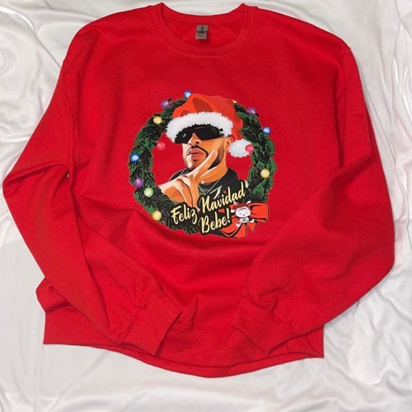 "Feliz Navidad Bebe!" Bad Bunny Sweatshirt - Picture 1 of 1